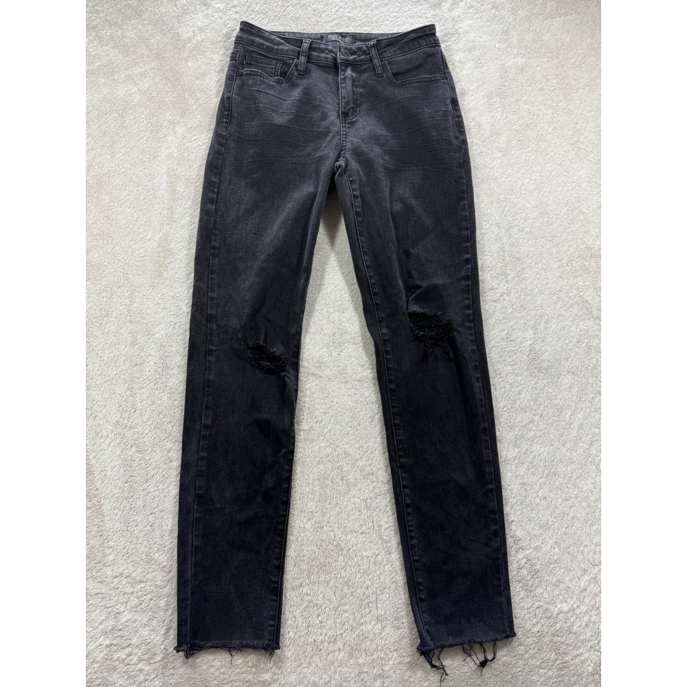 Judy Blue Womens Slim Fit Distressed Knee Raw Hem Black Jeans 1/25 Meas: 26x28.5